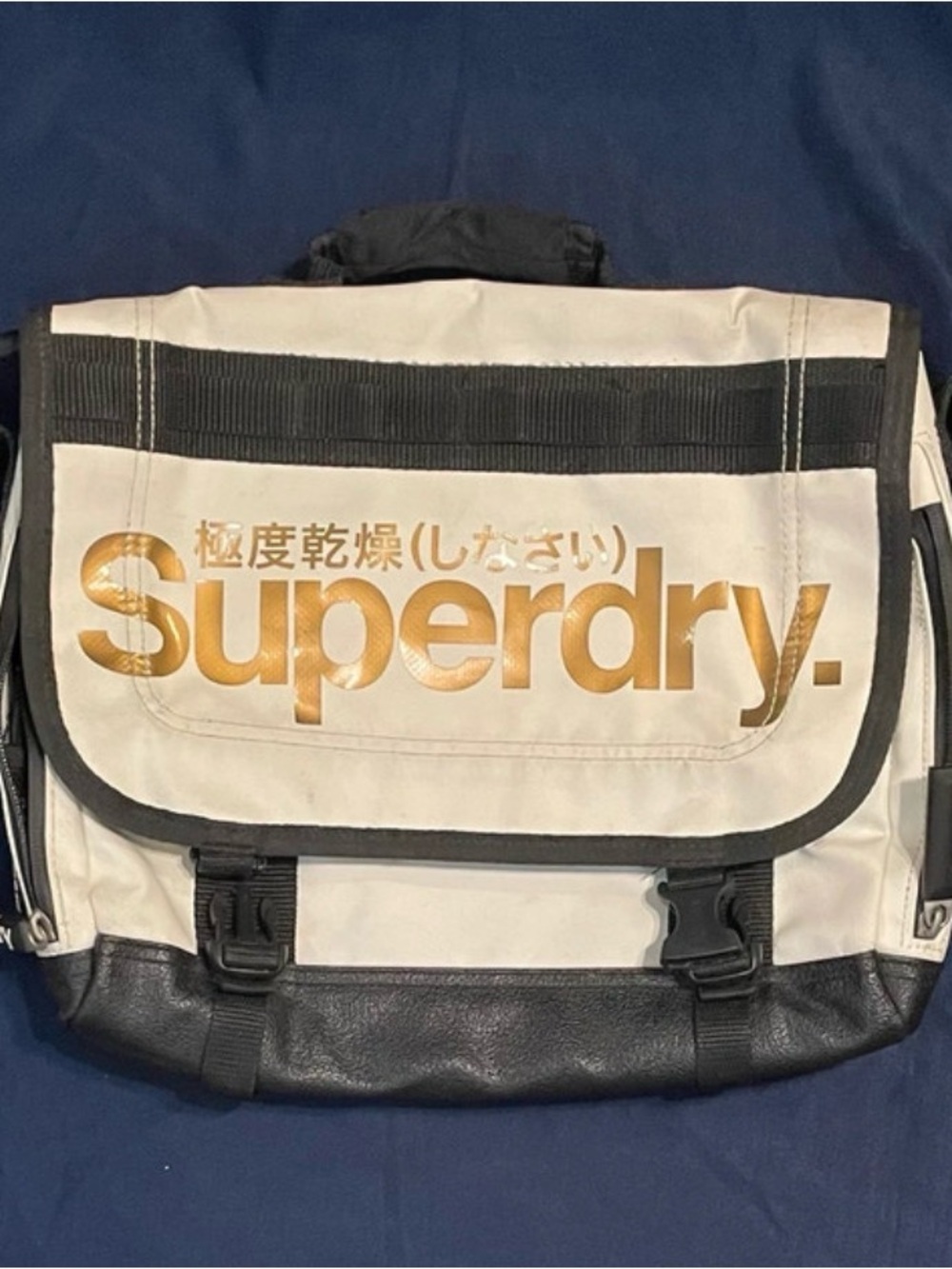 Superdry White, Black & Gold Utility Messenger Bag